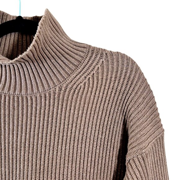Everlane Womens Sweater Size S Ribbed Pullover Oversized Cozy High Neck Brown - Picture 7 of 7